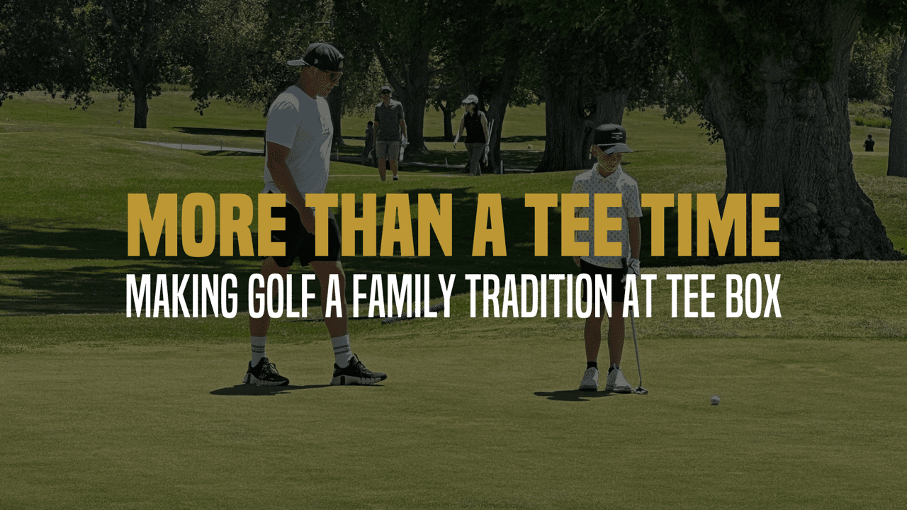 An image of adults and kids learning and playing golf at Tee Box Henderson South.