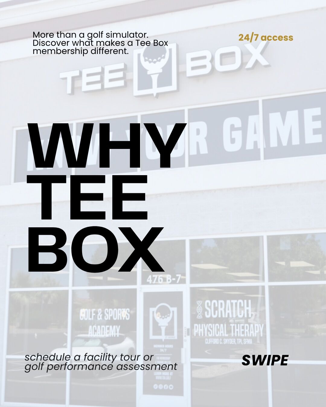 WHY TEE BOX? ⛳️💪

Because your golf game deserves more than just a place to hit balls.

At Tee Box, we&rsquo;re focused on PLAYER PERFORMANCE. From advanced golf technology and personalized coaching to our private gym and exclusive member events, everything we offer is designed to help you improve!

Whether you&rsquo;re brand new to golf or looking to take your game to the next level, there&rsquo;s a place for you here.

✨ 24/7 access
⛳️ TrackMan & Sportsbox AI
💪 Private gym
🏌️ Golf lessons & monthly check-ins
🏆 Member-only events & competitions
👨&zwj;👩&zwj;👧&zwj;👦 Children&rsquo;s playroom

Memberships are limited to keep our facility private and exclusive!

📲 Book your FREE Box Assessment or facility tour through the link in our bio!

