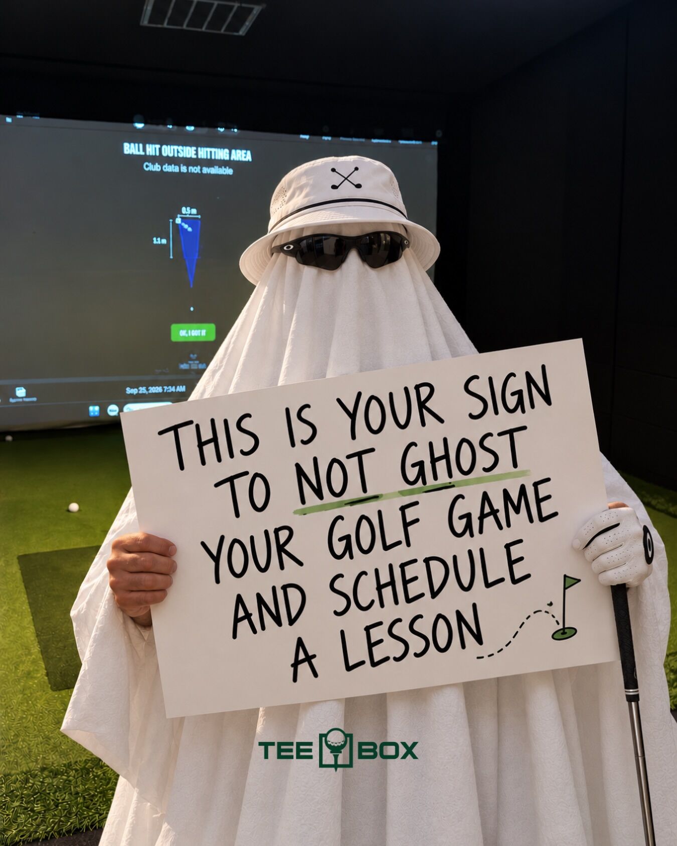 👻⛳️ DON&rsquo;T GHOST YOUR GOLF GAME!

This is your sign to stop making excuses and start improving your swing! 🏌️&zwj;♂️

Did you know you DON&rsquo;T have to be a Tee Box member to book a golf lesson?! Whether you&rsquo;re brand new to golf or looking to take your game to the next level, our pros are here to help!

⛳️ Not a member? No problem! You can book individual golf lessons with our pros.

🏌️ Already a Tee Box member? Your membership includes golf lessons and monthly check-ins to track your progress, fine-tune your swing, and keep you improving!

No more ghosting your golf goals. 👻 It&rsquo;s time to put in the work and see the results!

📲 DM us to schedule a lesson or learn more about our memberships!

